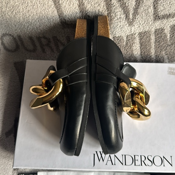 JW Anderson chain loafers mules runway 42/9 men black/gold NWT - Picture 8 of 13